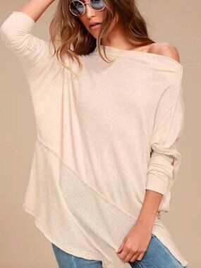 Free People Londontown Thermal Top OB658525 Beige Blush Tone - Size Small